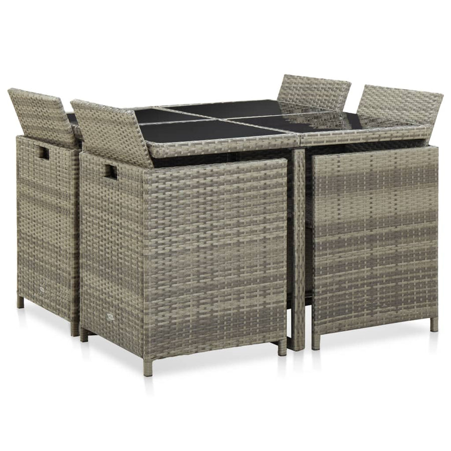 -Delige Tuinset Met Kussens Poly Rattan Grijs