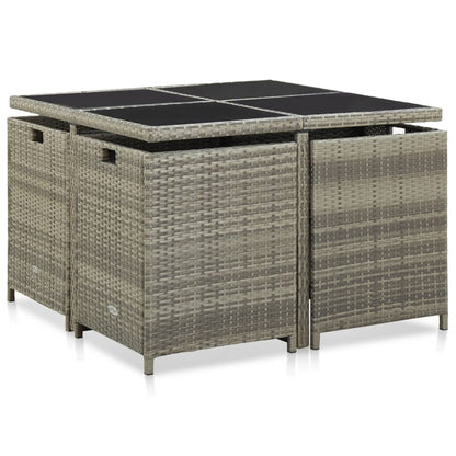 -Delige Tuinset Met Kussens Poly Rattan Grijs