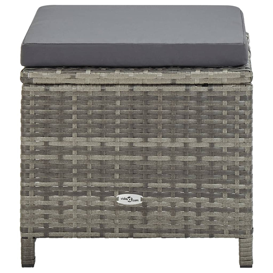 -Delige Tuinset Met Kussens Poly Rattan Grijs