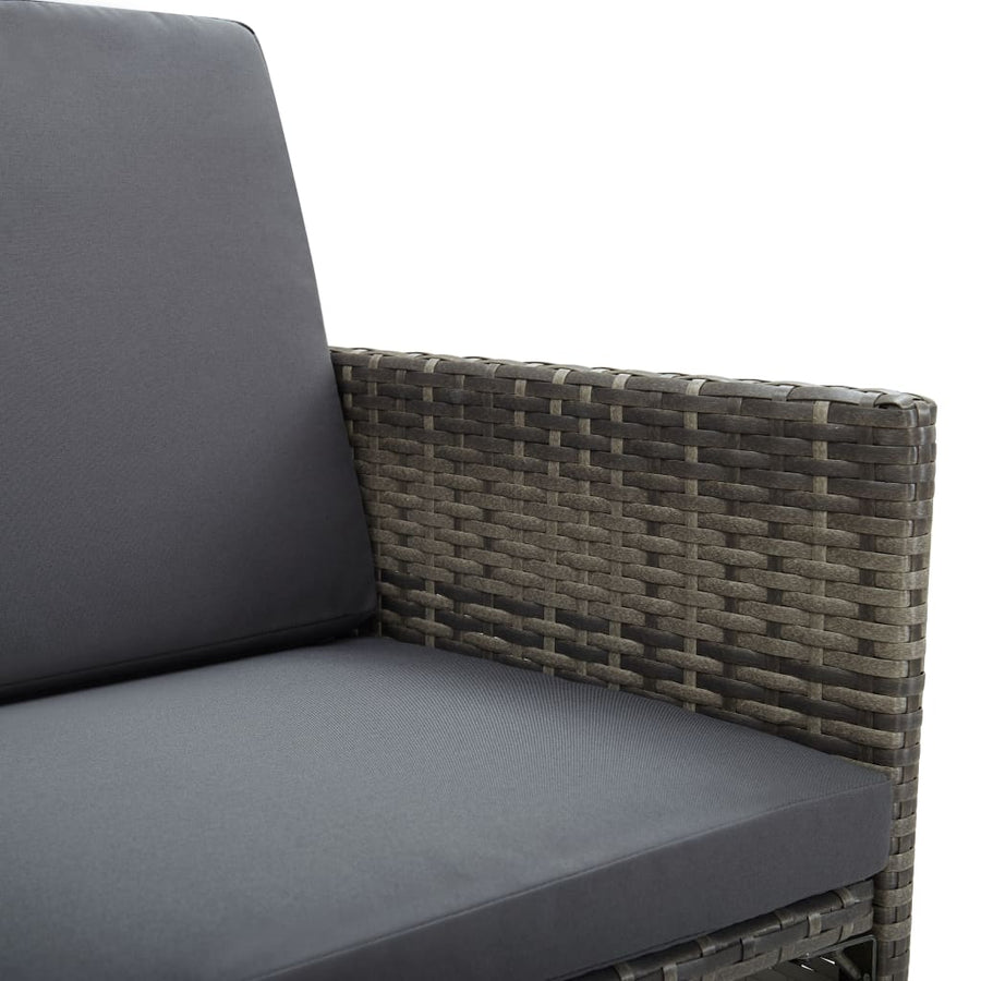 -Delige Tuinset Met Kussens Poly Rattan Grijs