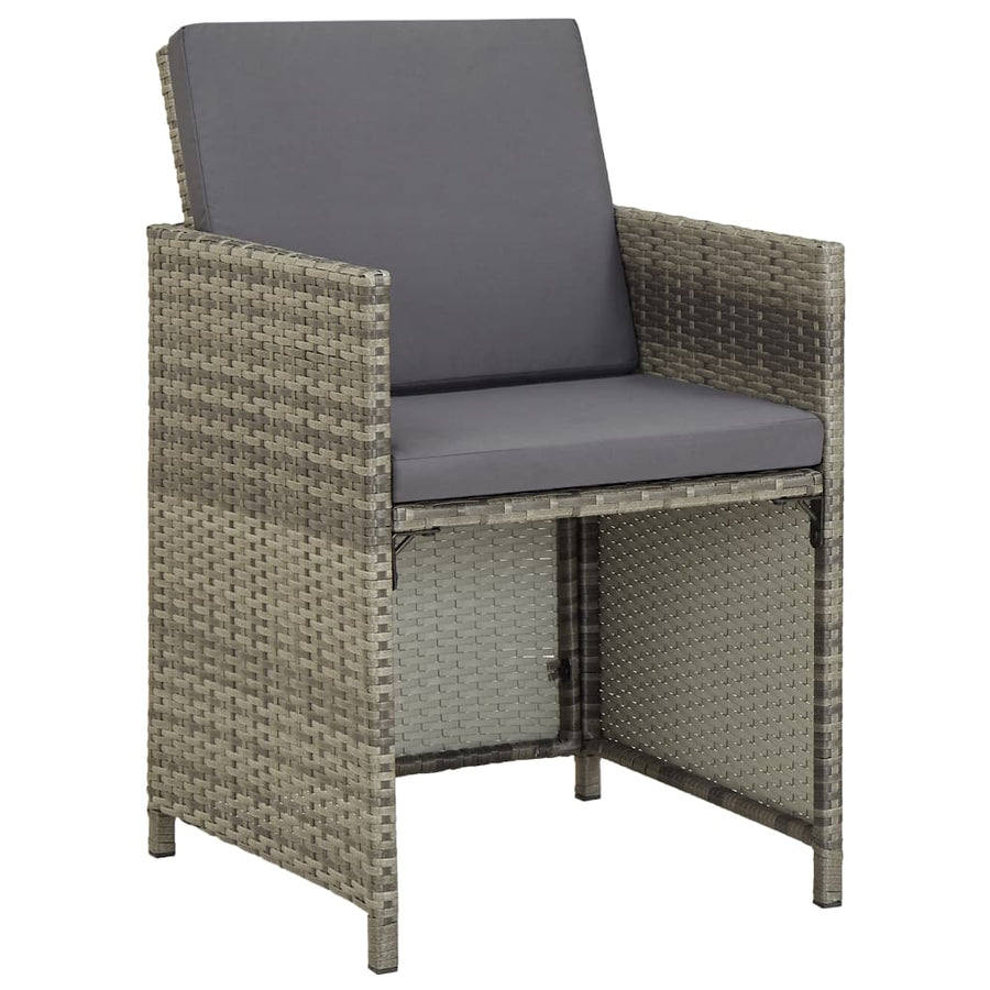 -Delige Tuinset Met Kussens Poly Rattan Grijs