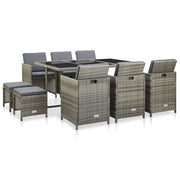 Tuinset 11-delig poly rattan grijs