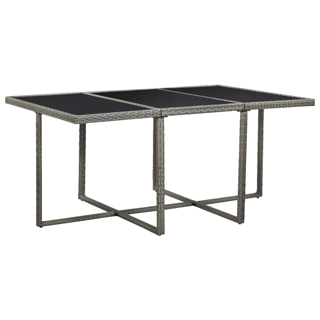-Delige Tuinset Met Kussens Poly Rattan Grijs 167 cm tafellengte 6x Fauteuil + 4x voetensteun + Tafel
