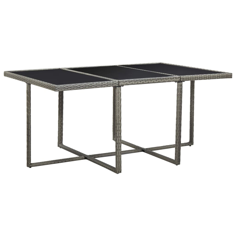 -Delige Tuinset Met Kussens Poly Rattan Grijs 167 cm tafellengte 6x Fauteuil + 4x voetensteun + Tafel