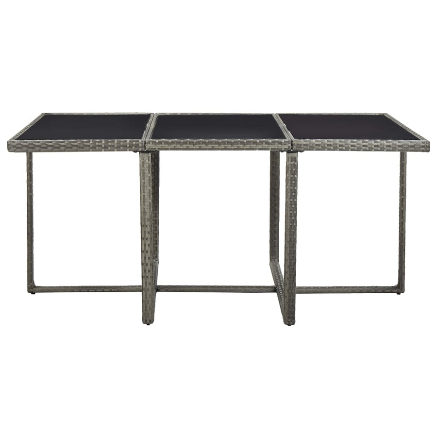 -Delige Tuinset Met Kussens Poly Rattan Grijs 167 cm tafellengte 6x Fauteuil + 4x voetensteun + Tafel