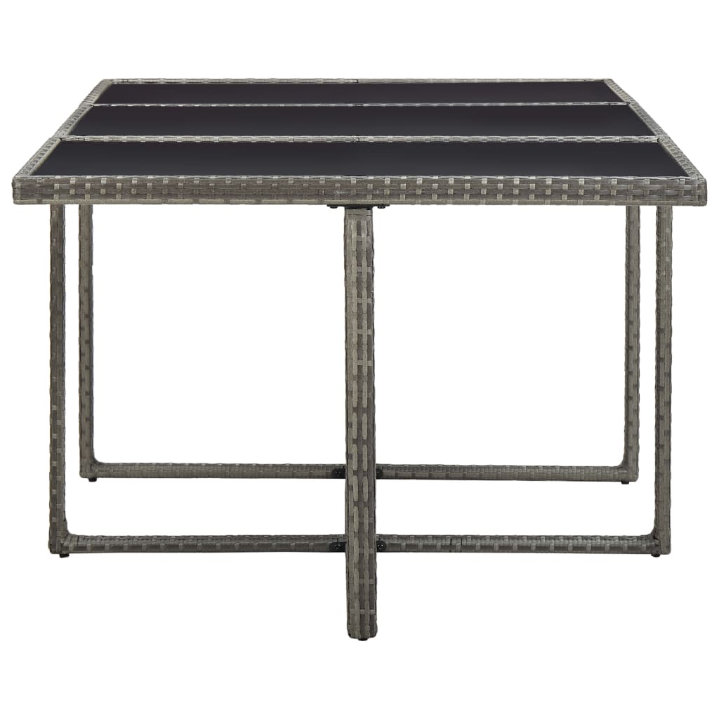 -Delige Tuinset Met Kussens Poly Rattan Grijs 167 cm tafellengte 6x Fauteuil + 4x voetensteun + Tafel