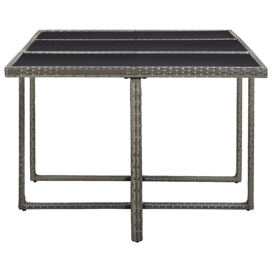 -Delige Tuinset Met Kussens Poly Rattan Grijs 167 cm tafellengte 6x Fauteuil + 4x voetensteun + Tafel