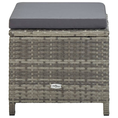 -Delige Tuinset Met Kussens Poly Rattan Grijs 167 cm tafellengte 6x Fauteuil + 4x voetensteun + Tafel