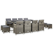 Tuinset poly rattan grijs 13-delig