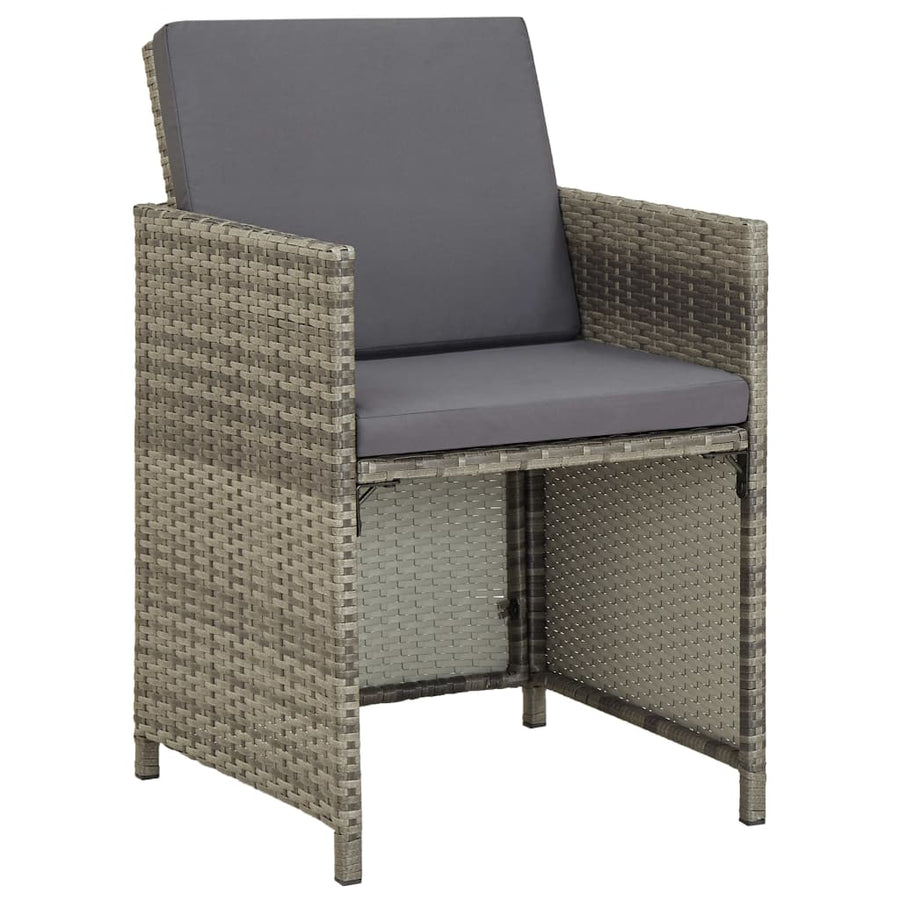 3-Delige Tuinset Met Kussens Poly Rattan Grijs 225 cm tafellengte 8x Fauteuil + 4x voetensteun + Tafel