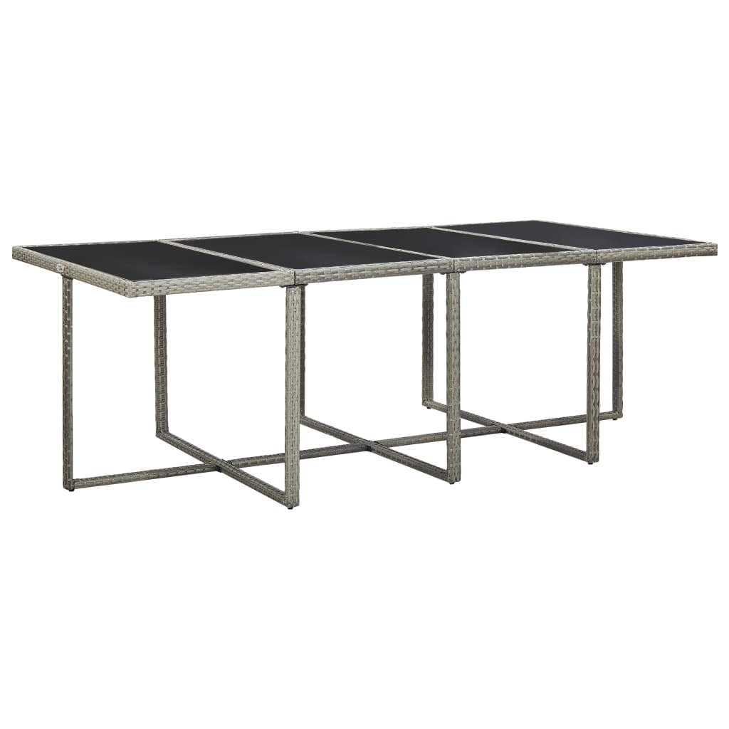3-Delige Tuinset Met Kussens Poly Rattan Grijs 225 cm tafellengte 8x Fauteuil + 4x voetensteun + Tafel