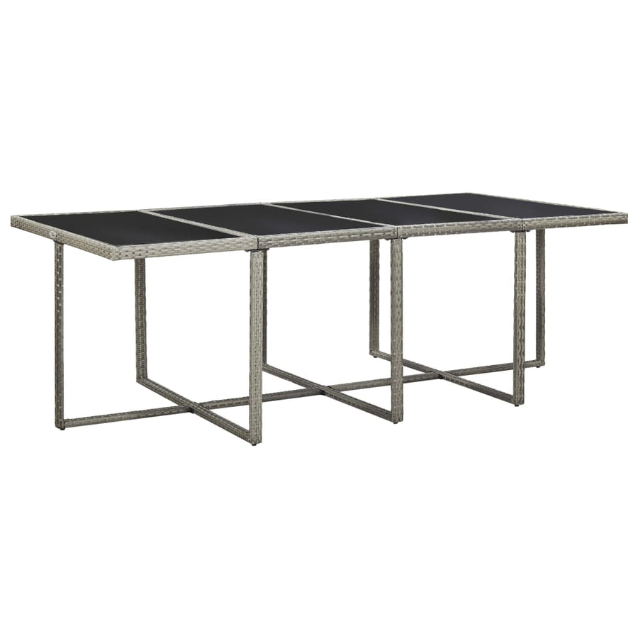 3-Delige Tuinset Met Kussens Poly Rattan Grijs 225 cm tafellengte 8x Fauteuil + 4x voetensteun + Tafel