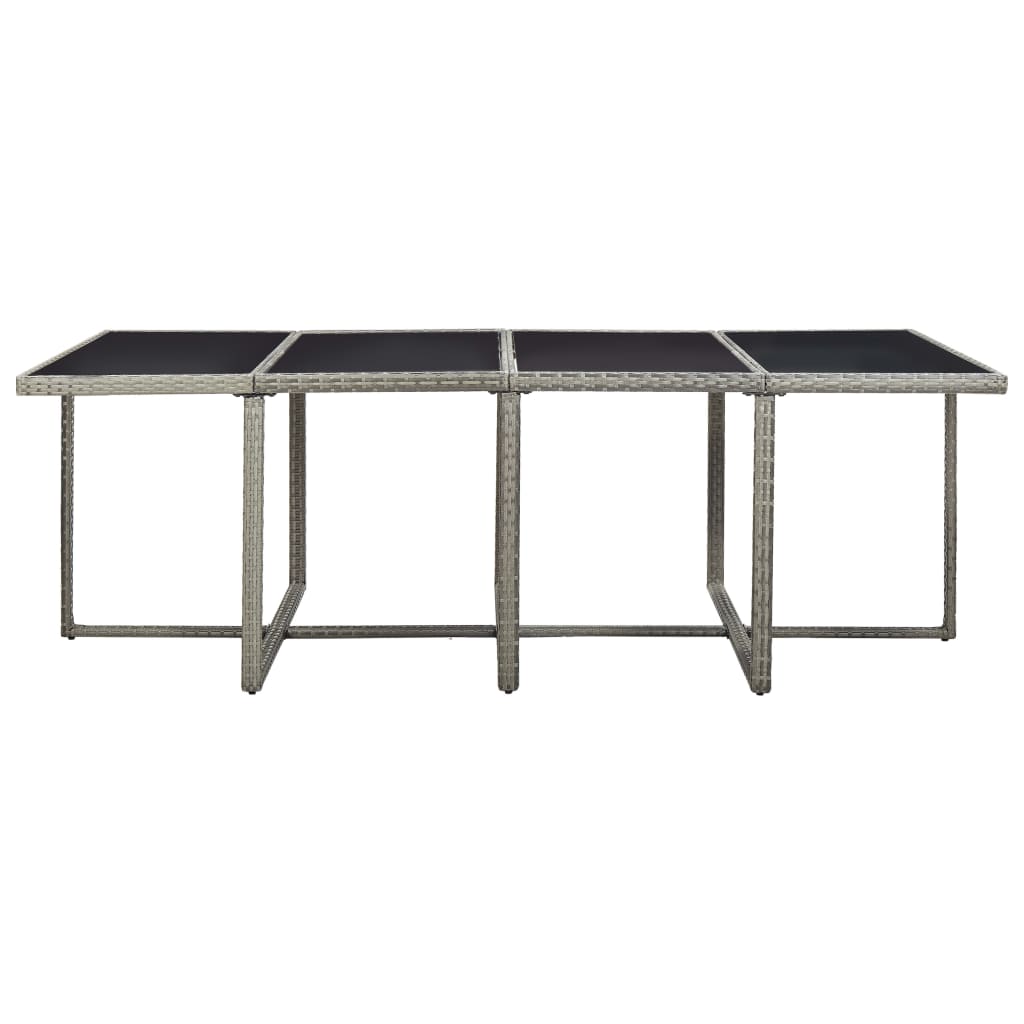 3-Delige Tuinset Met Kussens Poly Rattan Grijs 225 cm tafellengte 8x Fauteuil + 4x voetensteun + Tafel