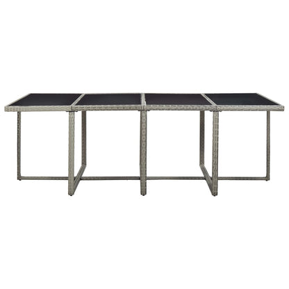 3-Delige Tuinset Met Kussens Poly Rattan Grijs 225 cm tafellengte 8x Fauteuil + 4x voetensteun + Tafel