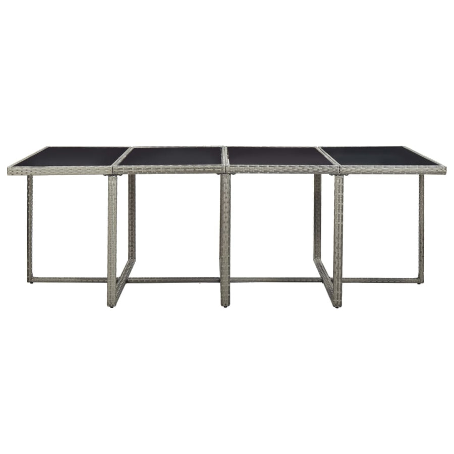 3-Delige Tuinset Met Kussens Poly Rattan Grijs 225 cm tafellengte 8x Fauteuil + 4x voetensteun + Tafel