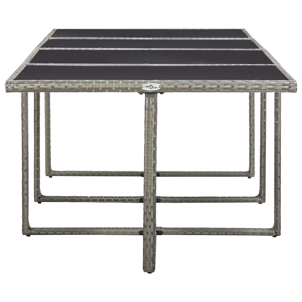 3-Delige Tuinset Met Kussens Poly Rattan Grijs 225 cm tafellengte 8x Fauteuil + 4x voetensteun + Tafel