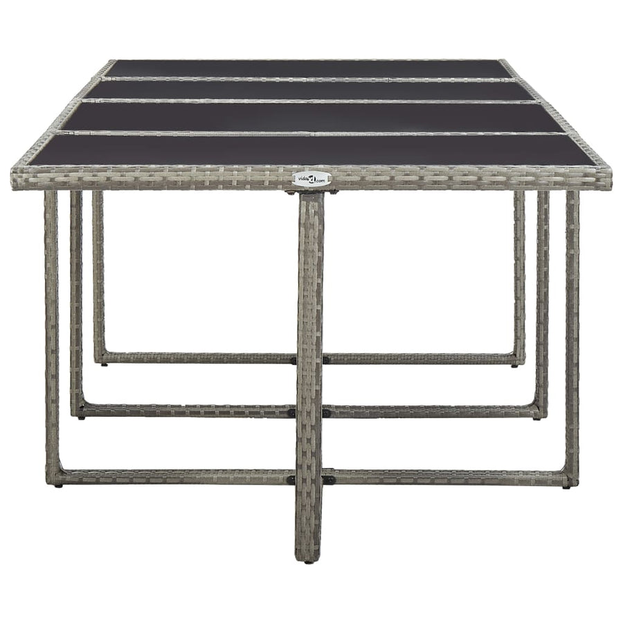 3-Delige Tuinset Met Kussens Poly Rattan Grijs 225 cm tafellengte 8x Fauteuil + 4x voetensteun + Tafel