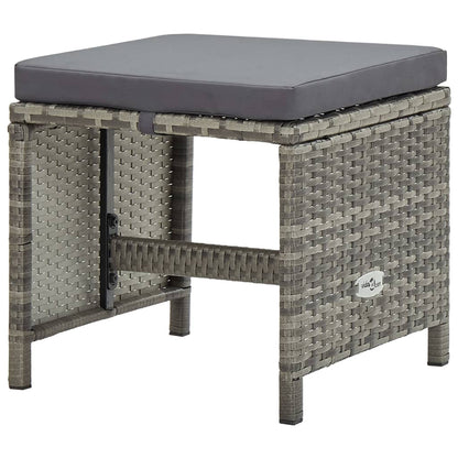 3-Delige Tuinset Met Kussens Poly Rattan Grijs 225 cm tafellengte 8x Fauteuil + 4x voetensteun + Tafel