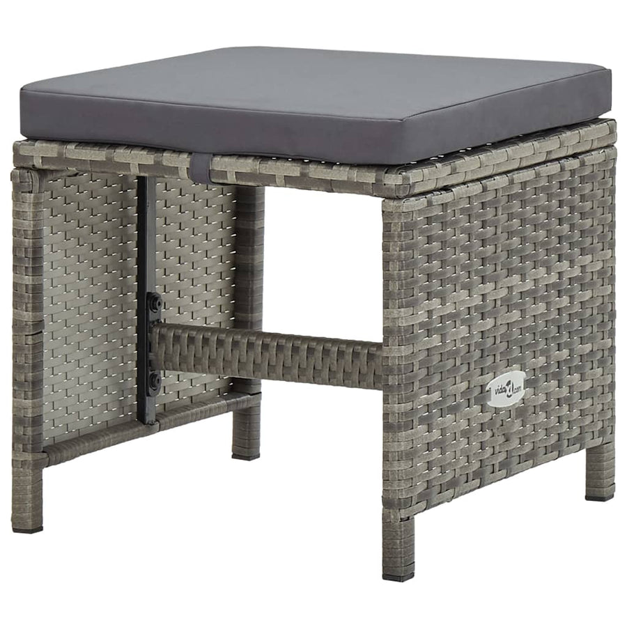 3-Delige Tuinset Met Kussens Poly Rattan Grijs 225 cm tafellengte 8x Fauteuil + 4x voetensteun + Tafel