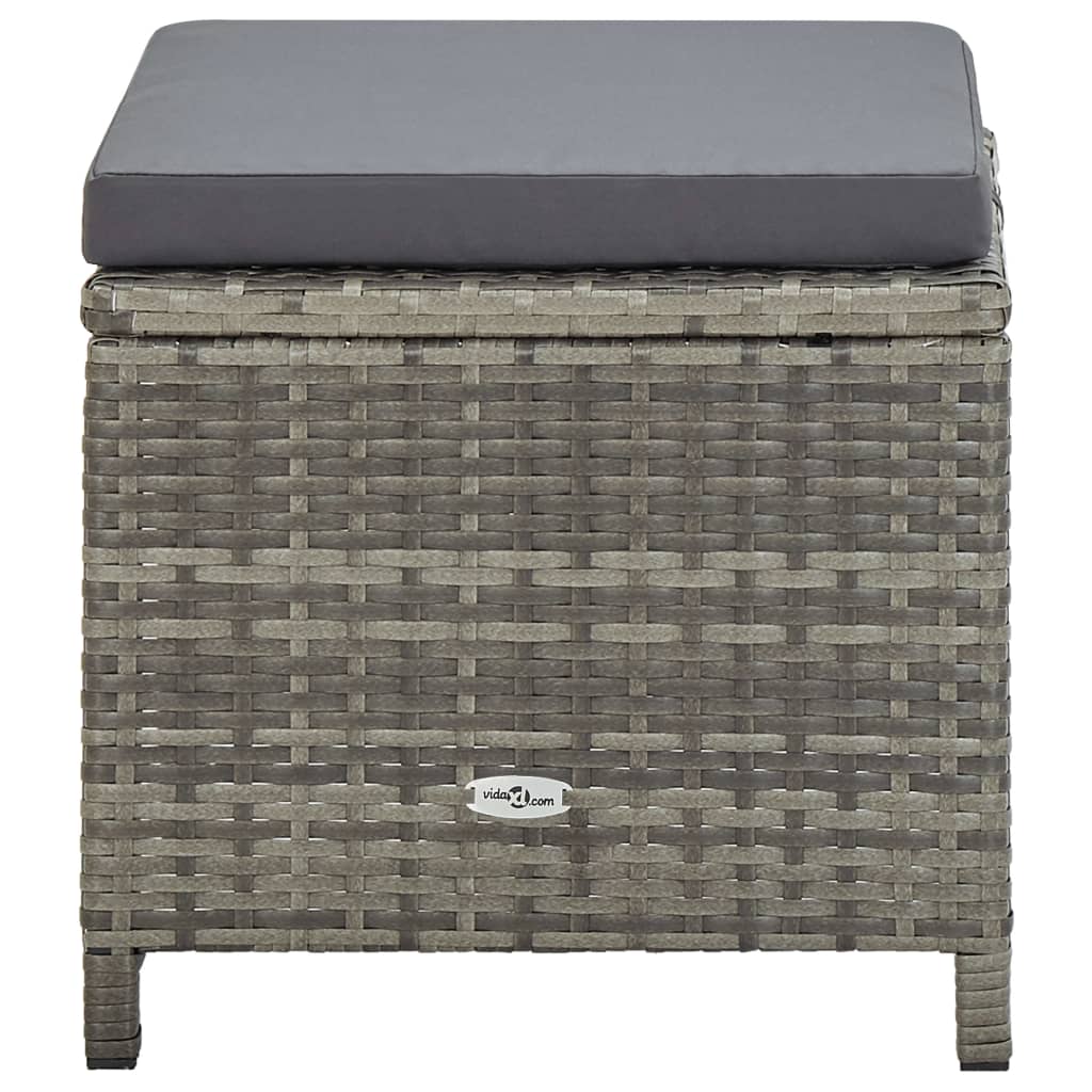3-Delige Tuinset Met Kussens Poly Rattan Grijs 225 cm tafellengte 8x Fauteuil + 4x voetensteun + Tafel