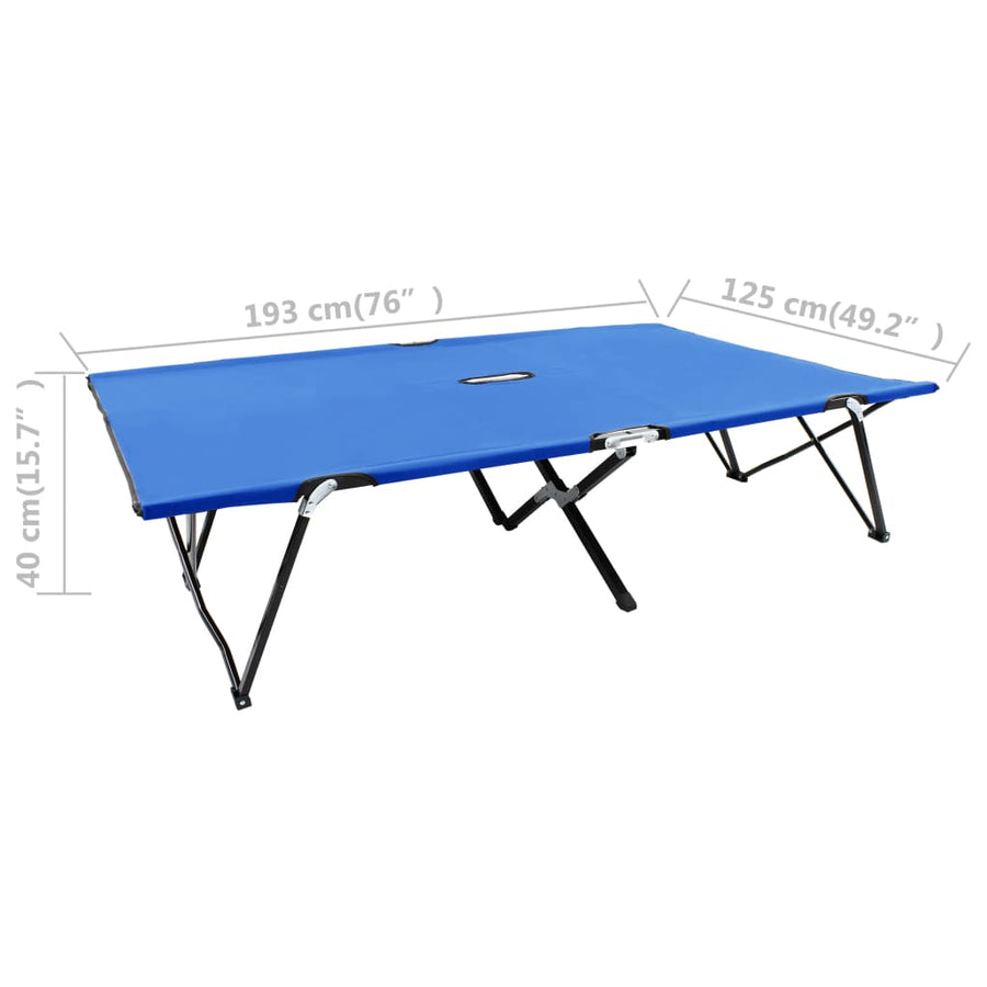 Ligbed 2-Persoons Inklapbaar Staal Blauw Marineblauw