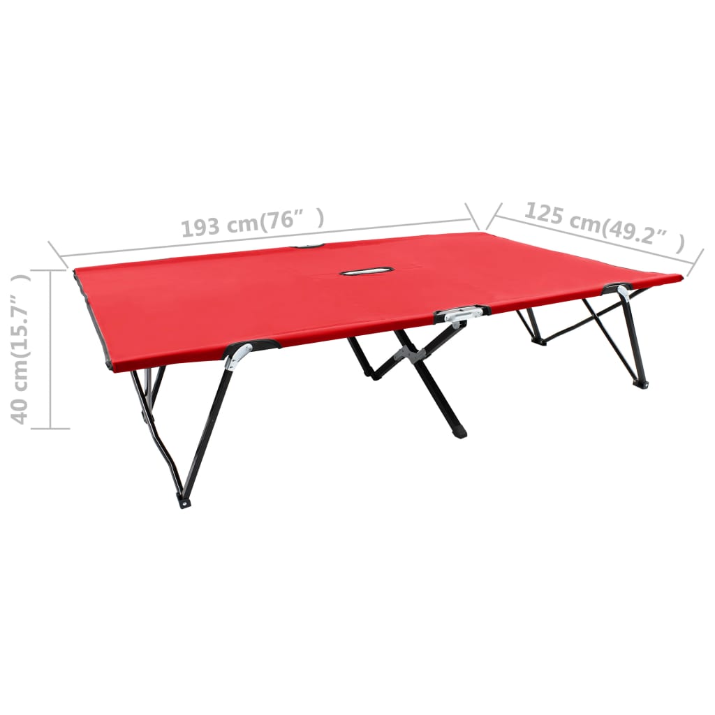 Ligbed 2-Persoons Inklapbaar Staal Rood