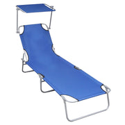 Foldable sun lounger with canopy aluminum blue