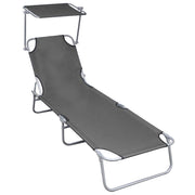 Foldable sun lounger with canopy, aluminum, gray