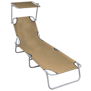 Foldable sun lounger with canopy aluminum taupe