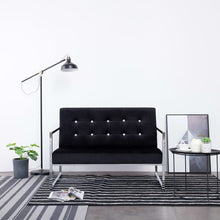 2-zitsbank met armleuningen Zwart Chroom en Fluweel