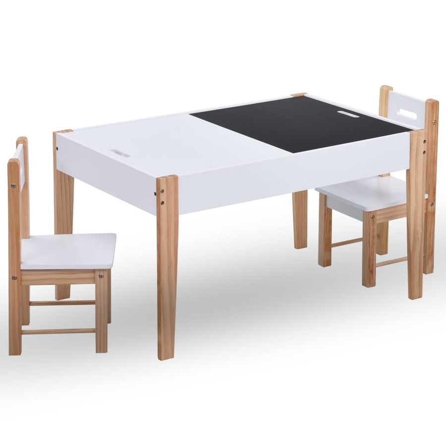 3-Delige Kindertafel- En Stoelenset Krijtbord Zwart En Wit