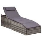Ligbed poly rattan grijs met kussens