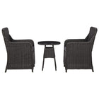 3-piece Bistro Set with cushions poly rattan black