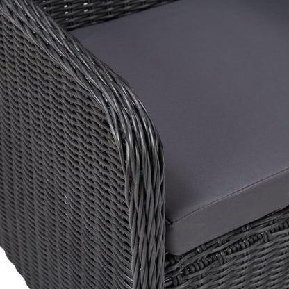 3-Delige Bistroset Met Kussens Poly Rattan Zwart Ja