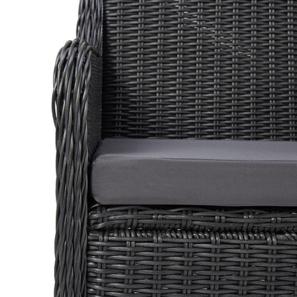 3-Delige Bistroset Met Kussens Poly Rattan Zwart Ja
