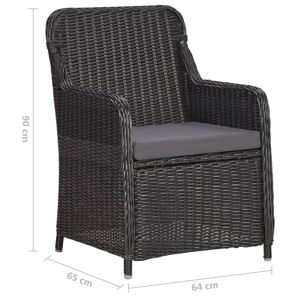 3-Delige Bistroset Met Kussens Poly Rattan Zwart Ja