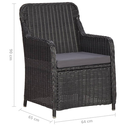 3-Delige Bistroset Met Kussens Poly Rattan Zwart Ja