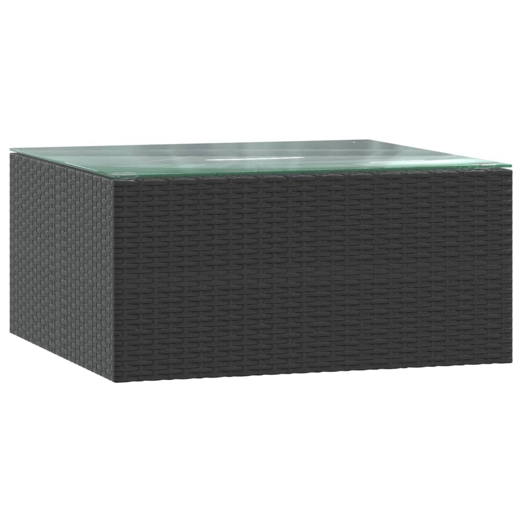 7-Delige Loungeset Met Kussens Poly Rattan Zwart 3x hoek + 2x midden + Fauteuil + Tafel