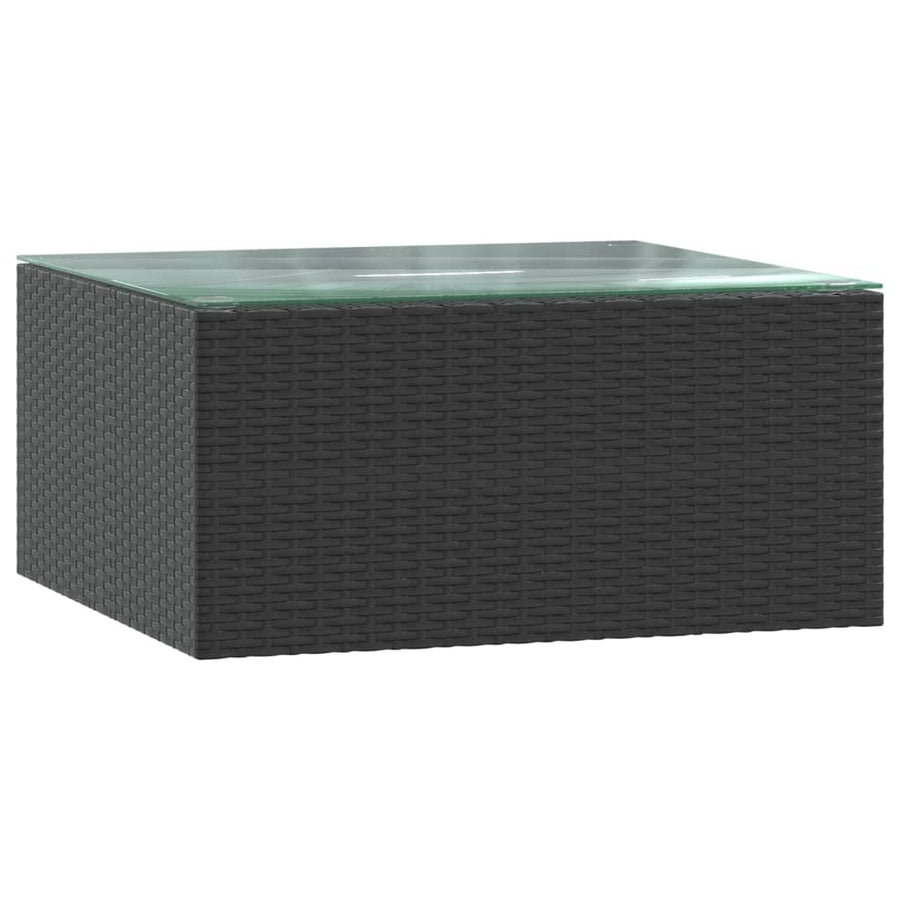 7-Delige Loungeset Met Kussens Poly Rattan Zwart 3x hoek + 2x midden + Fauteuil + Tafel