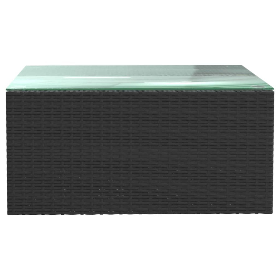 7-Delige Loungeset Met Kussens Poly Rattan Zwart 3x hoek + 2x midden + Fauteuil + Tafel