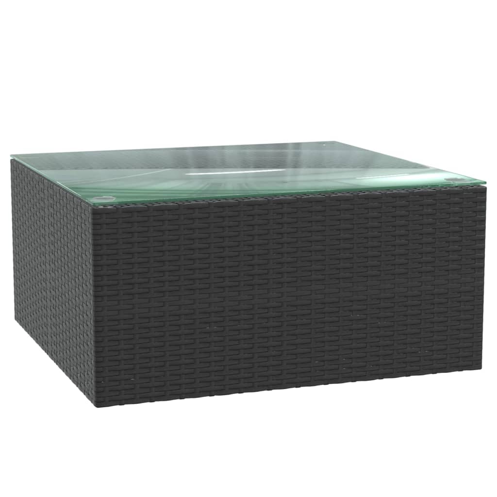 7-Delige Loungeset Met Kussens Poly Rattan Zwart 3x hoek + 2x midden + Fauteuil + Tafel