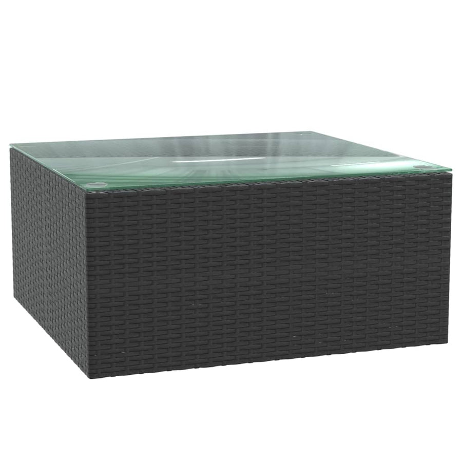 7-Delige Loungeset Met Kussens Poly Rattan Zwart 3x hoek + 2x midden + Fauteuil + Tafel