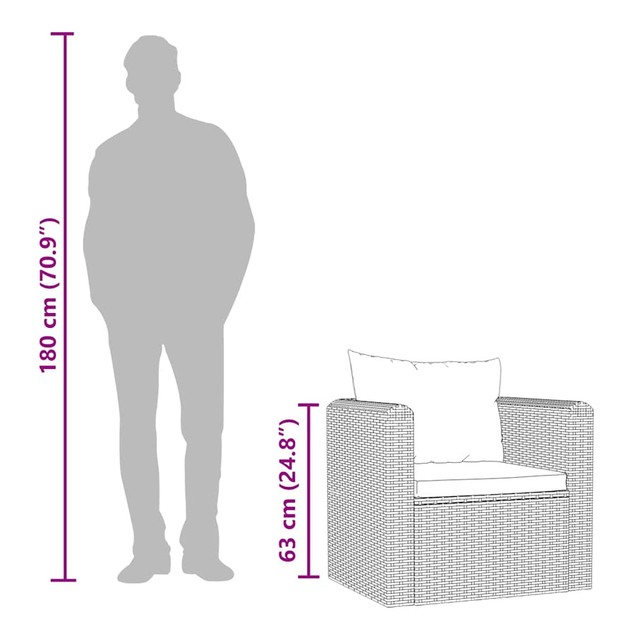 7-Delige Loungeset Met Kussens Poly Rattan Zwart 1