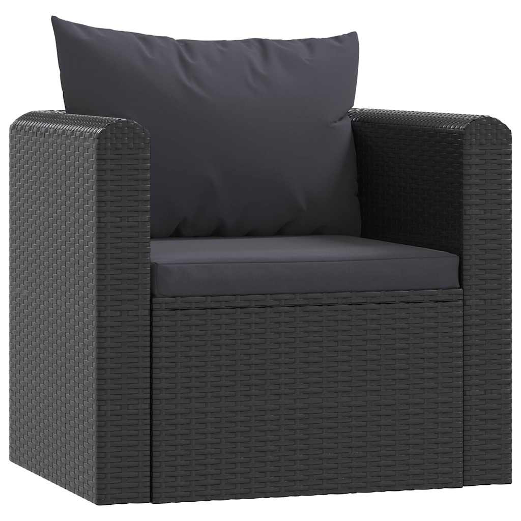 7-Delige Loungeset Met Kussens Poly Rattan Zwart 1