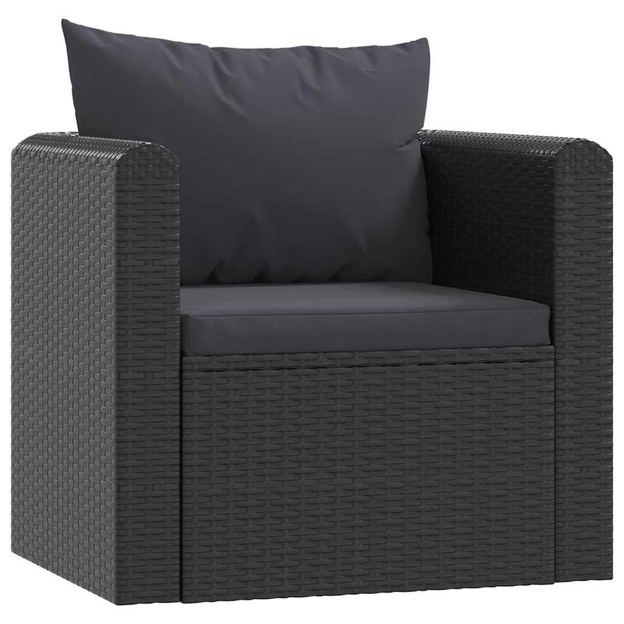 7-Delige Loungeset Met Kussens Poly Rattan Zwart 1