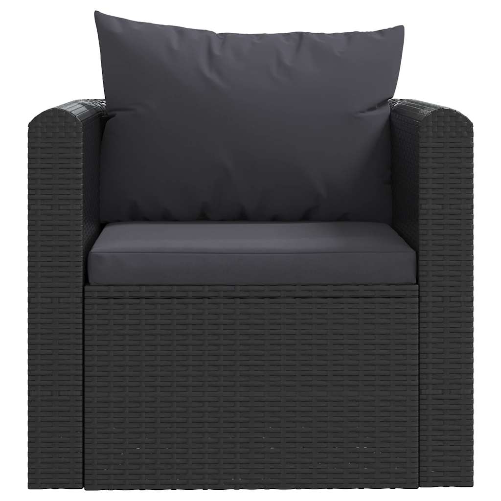7-Delige Loungeset Met Kussens Poly Rattan Zwart 1