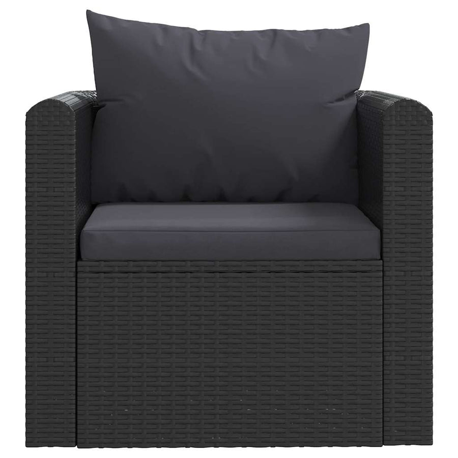 7-Delige Loungeset Met Kussens Poly Rattan Zwart 1