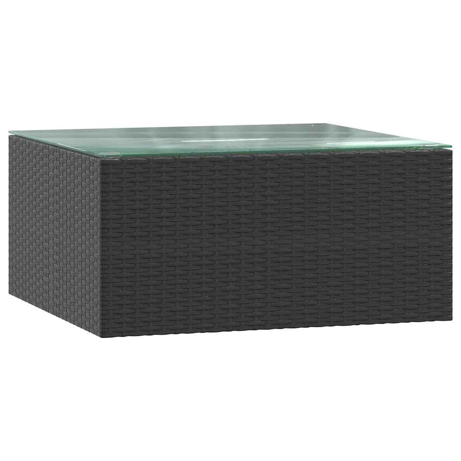 5-delige Loungeset met kussens poly rattan zwart