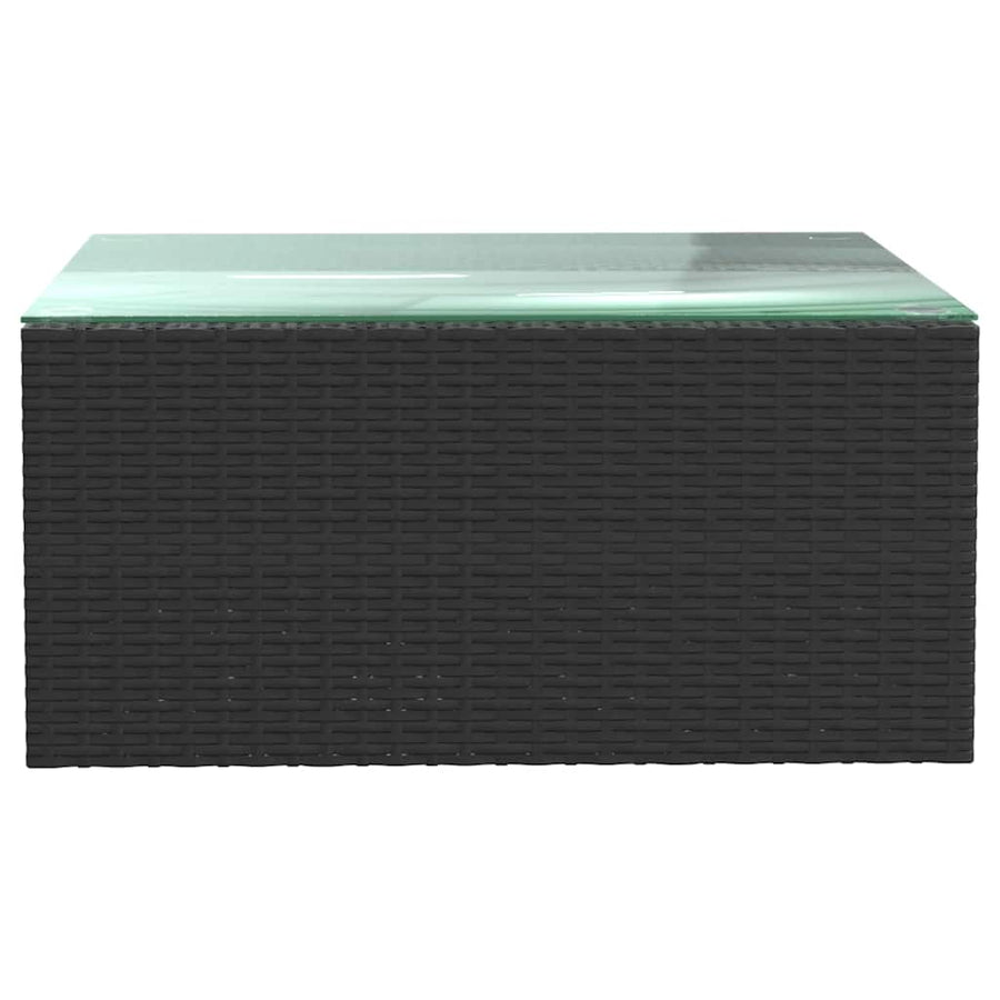 5-delige Loungeset met kussens poly rattan zwart