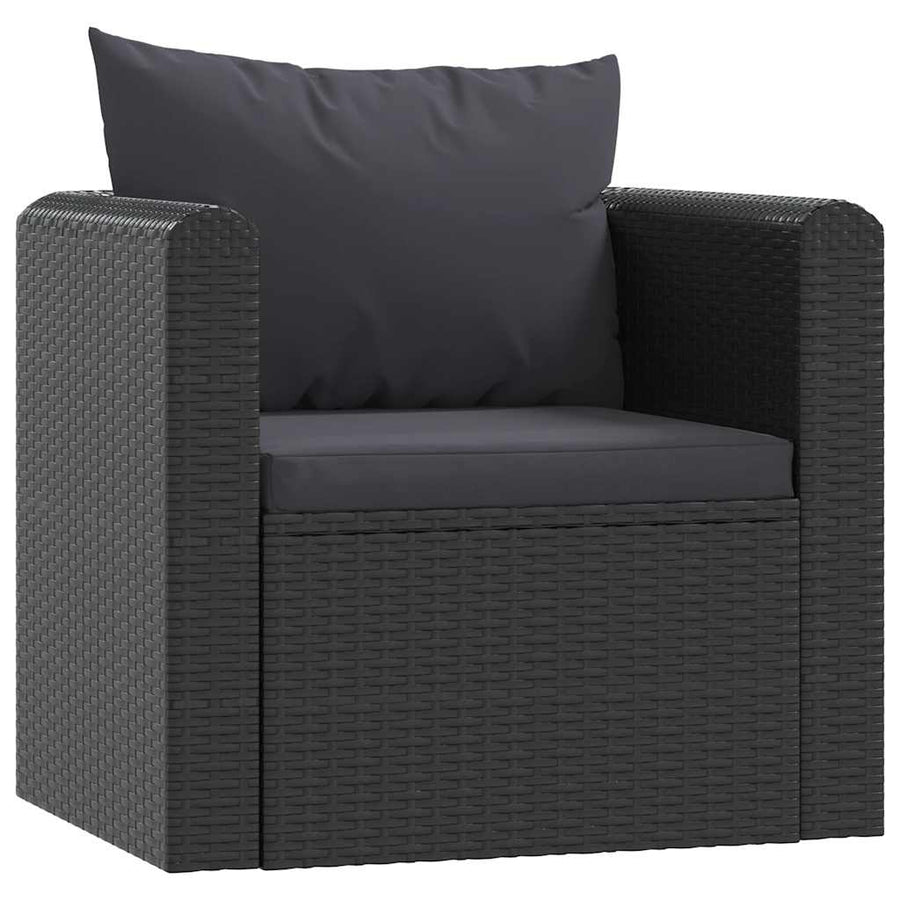 Fauteuil Met Kussens Poly Rattan Zwart 1